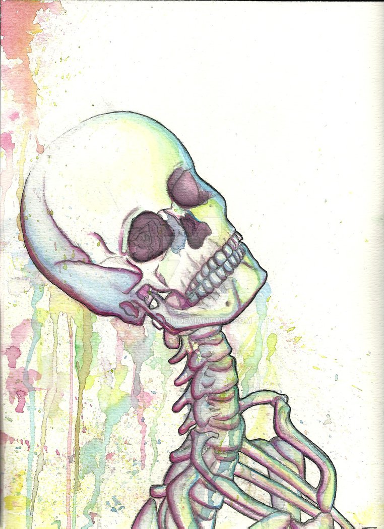 762x1048 Watercolor Skeleton By Trogirl - Skeleton Watercolor
