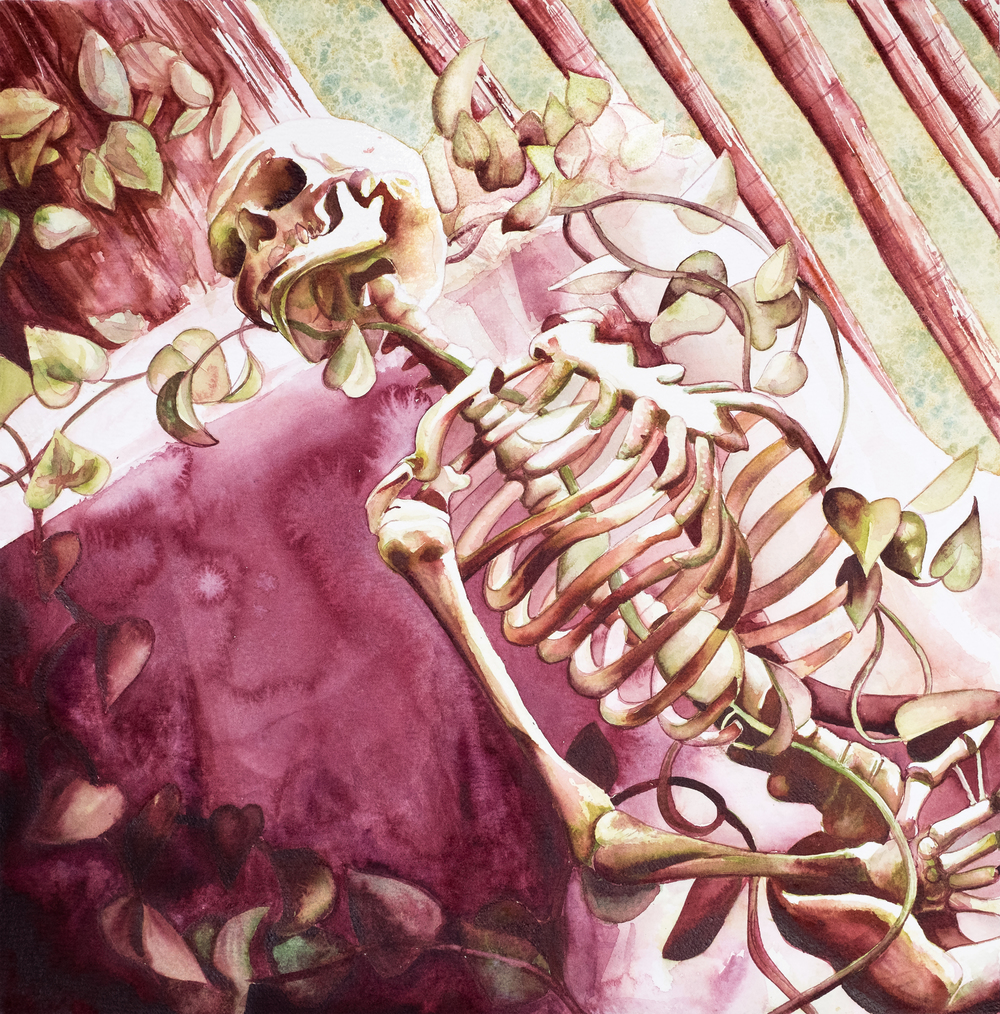 1000x1014 Watercolor Skeleton Monika Hedman - Skeleton Watercolor