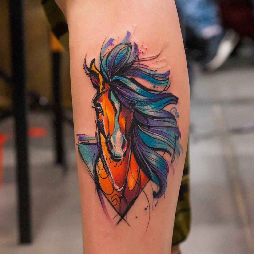 1080x1080 Sketch Watercolor Tattoo By Kateryna Zelenska Inkppl Tattoo - Sketch Watercolor Tattoo