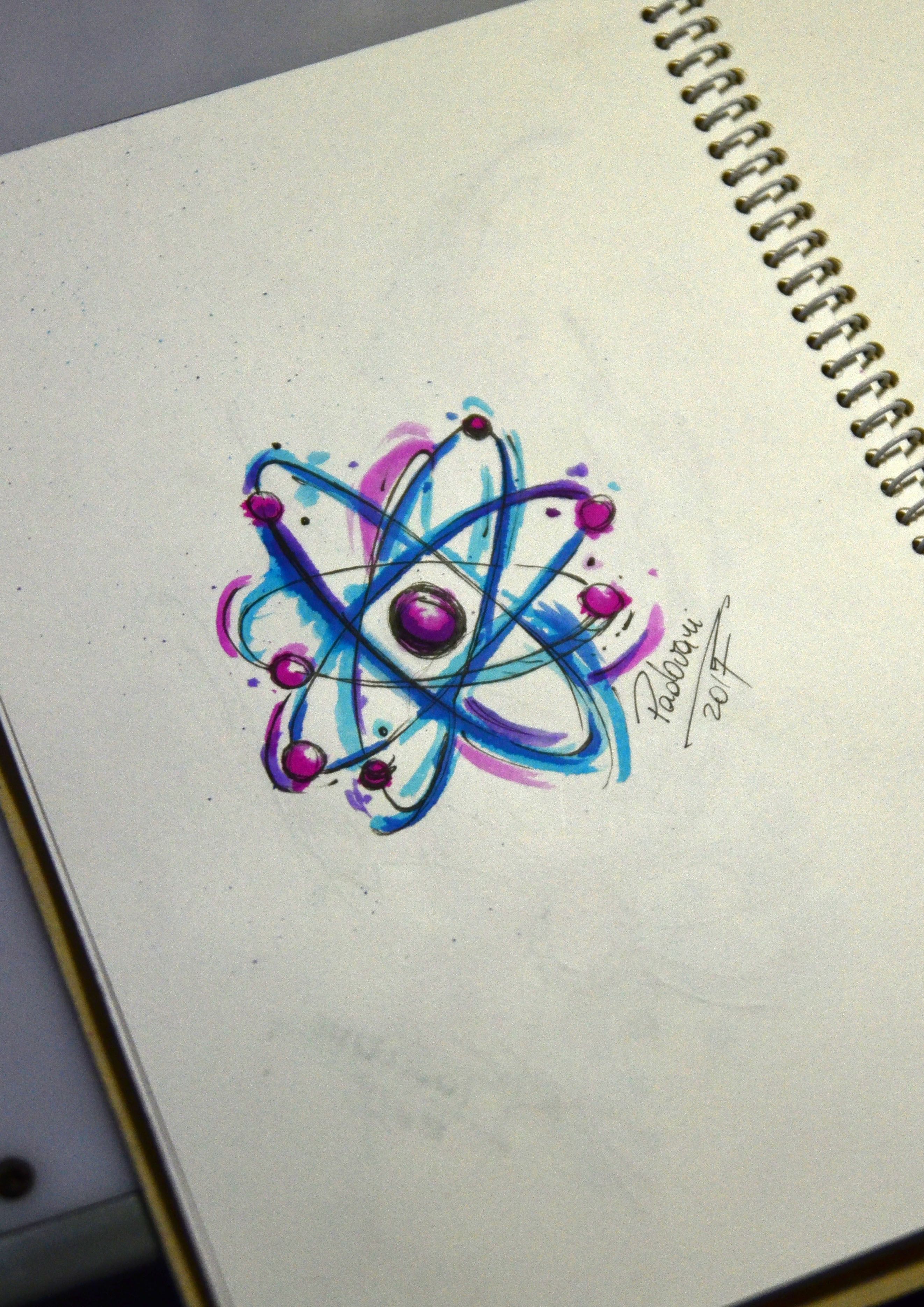 2644x3738 Atom - Sketch Watercolor Tattoo