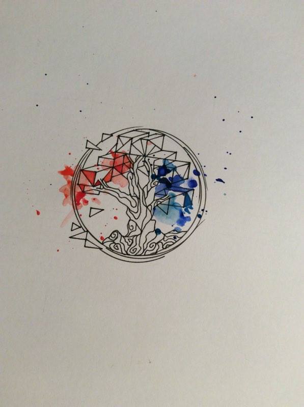 597x800 Geometric - Sketch Watercolor Tattoo