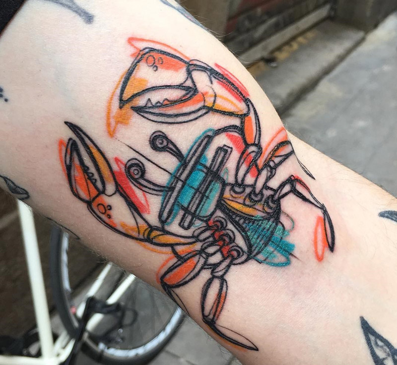 800x736 Crab Sketch With Watercolor Tattoo Ideas - Sketch Watercolor Tattoo
