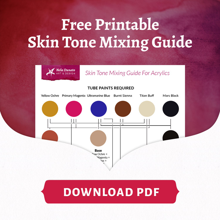 750x750 How I Paint Skin Tones In Acrylic + Free Printable Pdf Mixing - Skin Tone Watercolor Palette