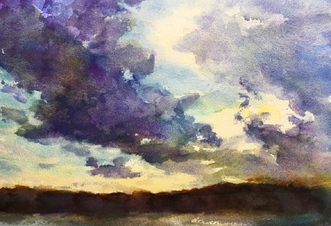 1100x753 How To Make Sunset Clouds Watercolor Painting The Art 123 - Sky Painting Watercolor
