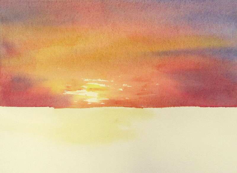 800x584 Watercolor Painting Of Warm Red Sky - Sky Painting Watercolor