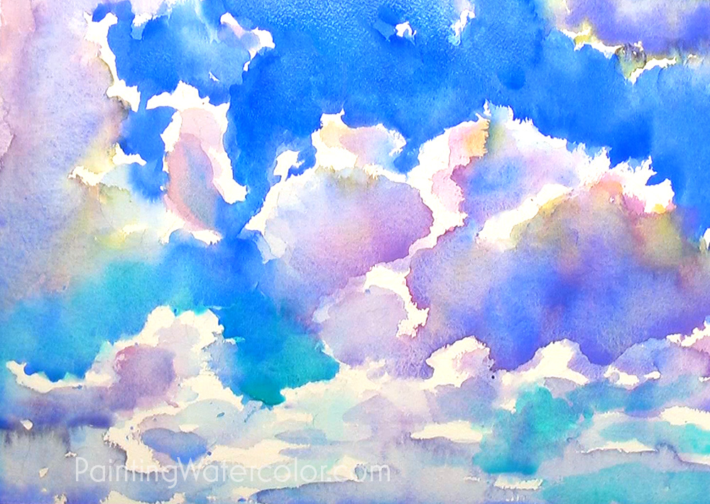 1000x710 Blue Sky Sketching Watercolor Painting Tutorial - Sky Painting Watercolor