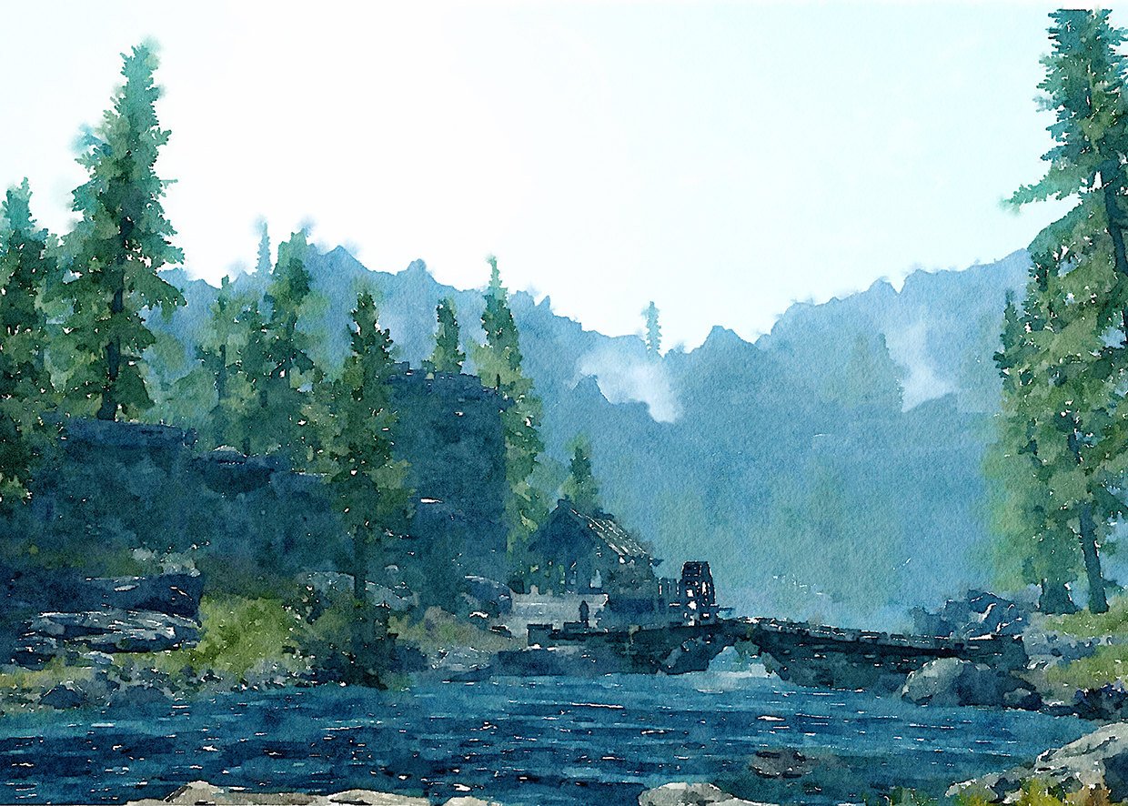 1240x886 Watercolor Art Home Decor Skyrim Game Art Poster Video Game Etsy - Skyrim Watercolor
