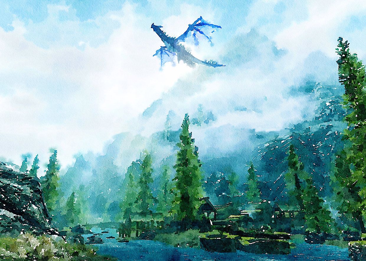 1240x886 Poster Watercolor - Skyrim Watercolor