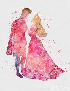 236x304 Aurora And Prince Philip, Sleeping Beauty Type 1 Print Disney - Sleeping Beauty Watercolor