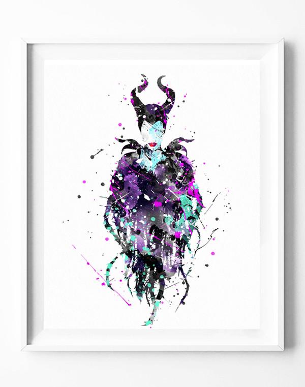 600x761 Disney Maleficent Art Print Sleeping Beauty Poster Princess - Sleeping Beauty Watercolor