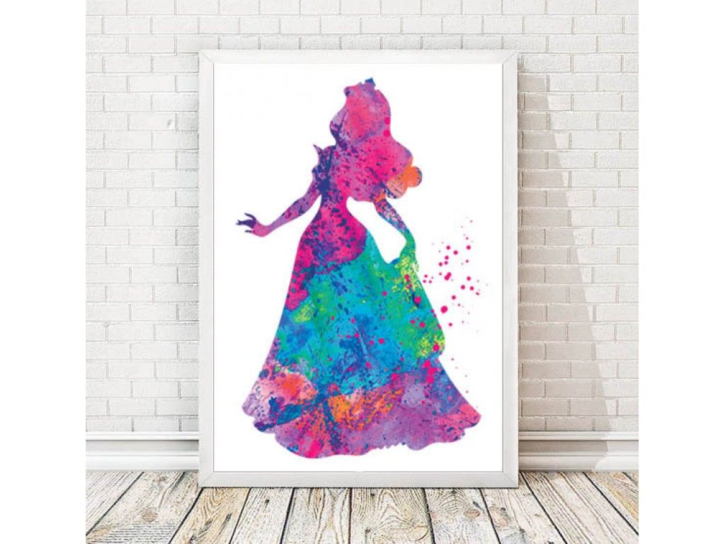 1024x768 Princess Aurora Watercolor Art Print Sleeping Beauty Watercolor - Sleeping Beauty Watercolor