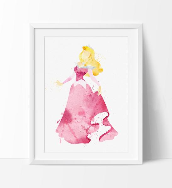 547x600 Sleeping Beauty Watercolor Print, Disney Art Print, Disney - Sleeping Beauty Watercolor