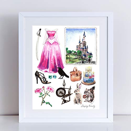 500x500 Sleeping Beauty Art Princess Aurora Print Disney - Sleeping Beauty Watercolor