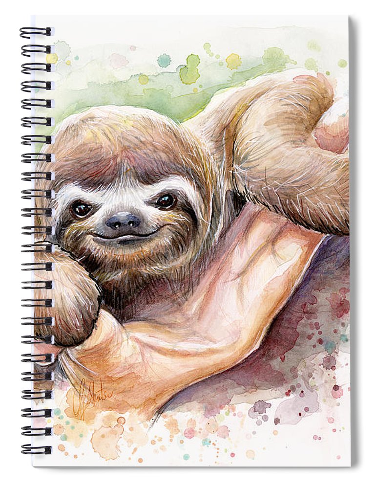 770x1000 Baby Sloth Watercolor Spiral Notebook For Sale By Olga Shvartsur - Sloth Watercolor