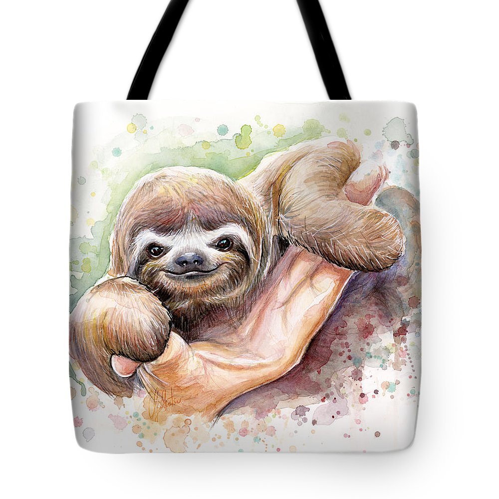 1000x1000 Baby Sloth Watercolor Tote Bag For Sale By Olga Shvartsur - Sloth Watercolor