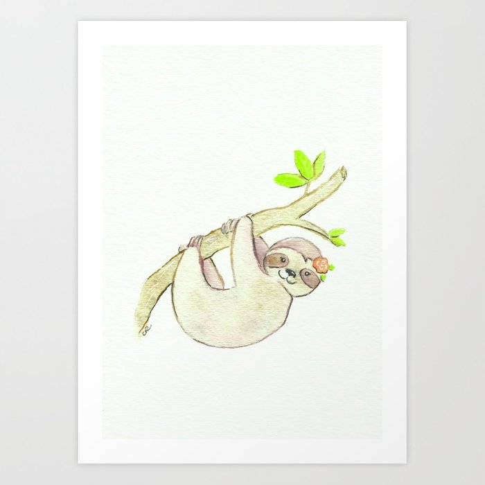 700x700 Sloth Watercolor Art Print By Imagodeinurserydecor Society6 - Sloth Watercolor