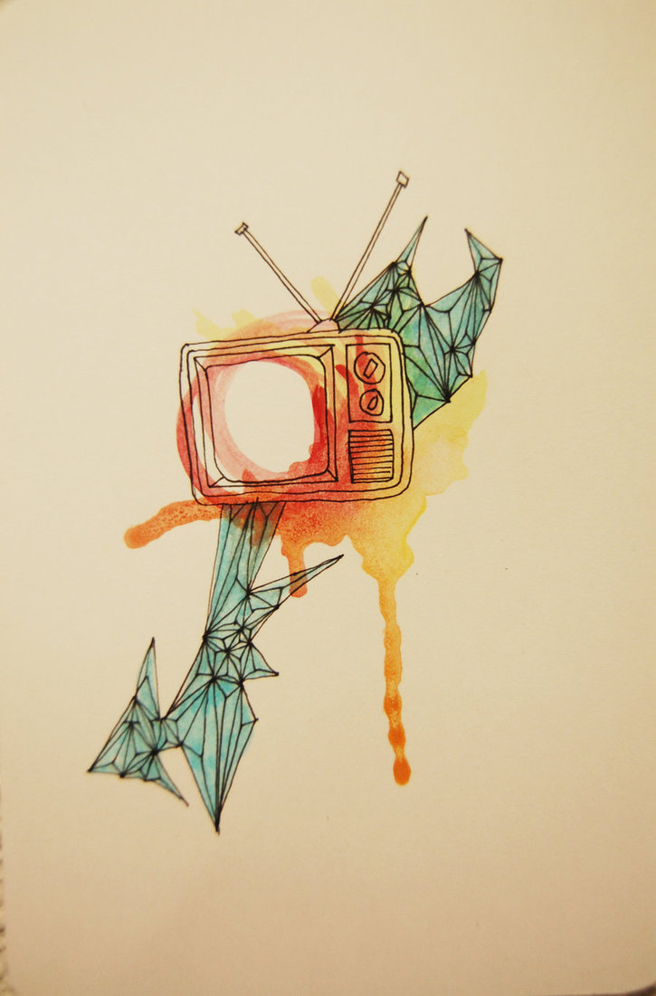 725x1101 Small Watercolor Tv By Manfishinc - Small Watercolor