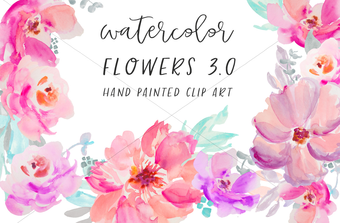 1152x756 Watercolor Floral Clip Art - Small Watercolor Flower