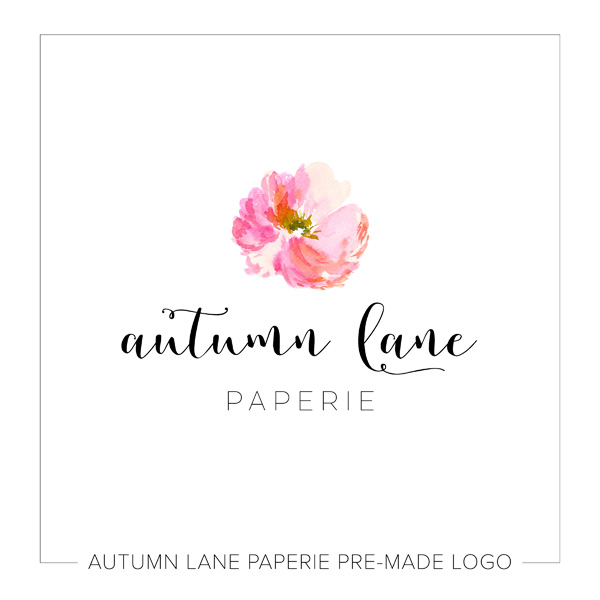 600x600 Modern Calligraphy Logo With Pink Watercolor Flower - Small Watercolor Flower