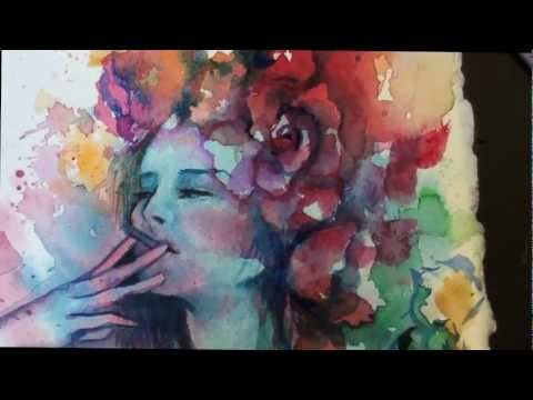 480x360 Fumando Azul (Smoking Blue) Watercolor, Speed Painting - Smoke Watercolor