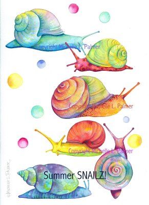 291x400 Michelle Palmer Art Watercolor Creatures 2 Snail - Snail Watercolor