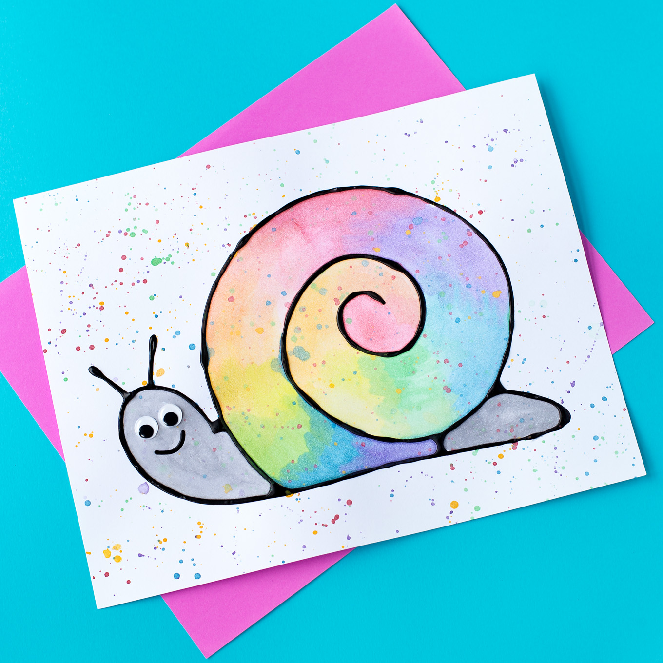 1360x1360 Black Glue And Watercolor Snail Art - Snail Watercolor