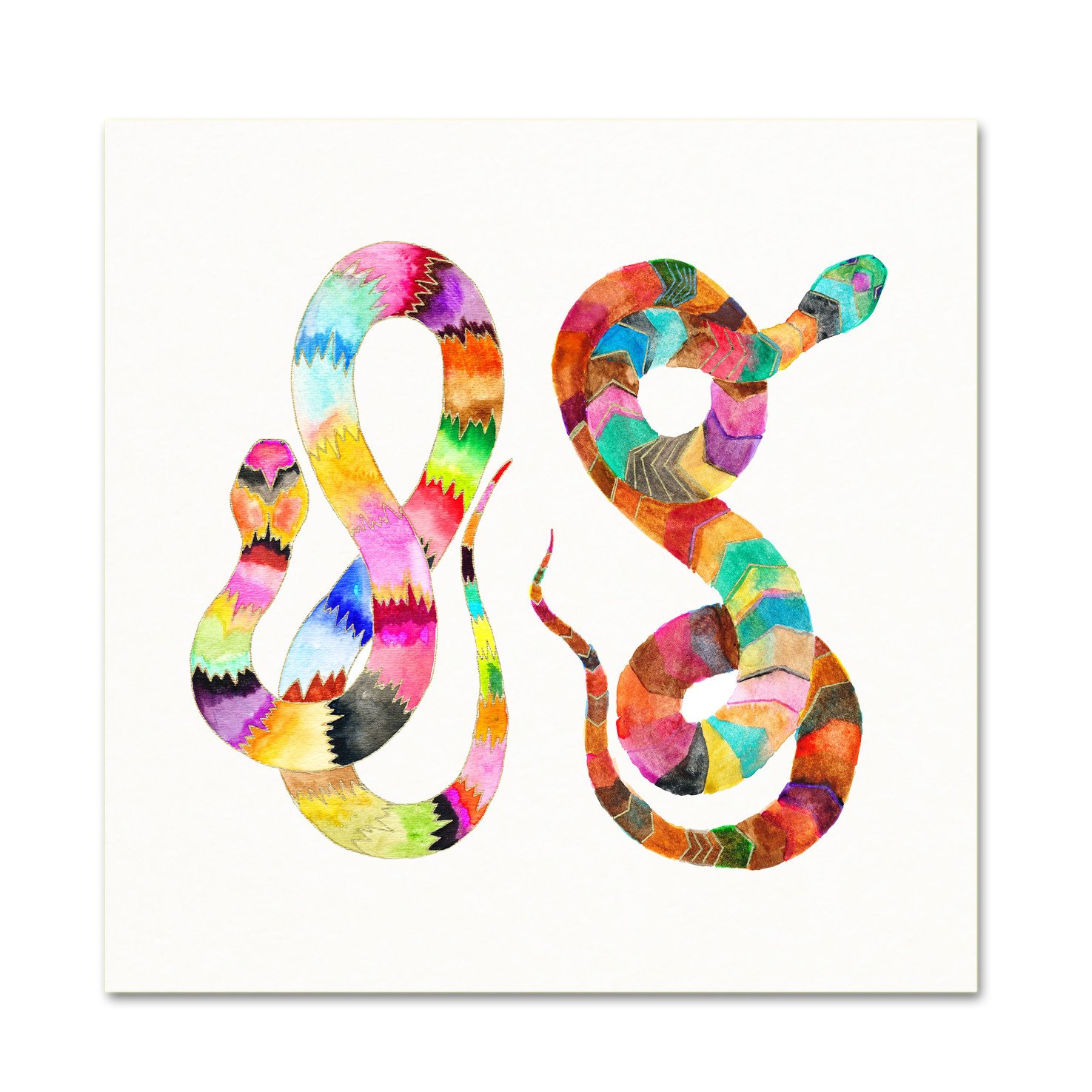 1475x1475 Rainbow Snake Watercolor - Snake Watercolor