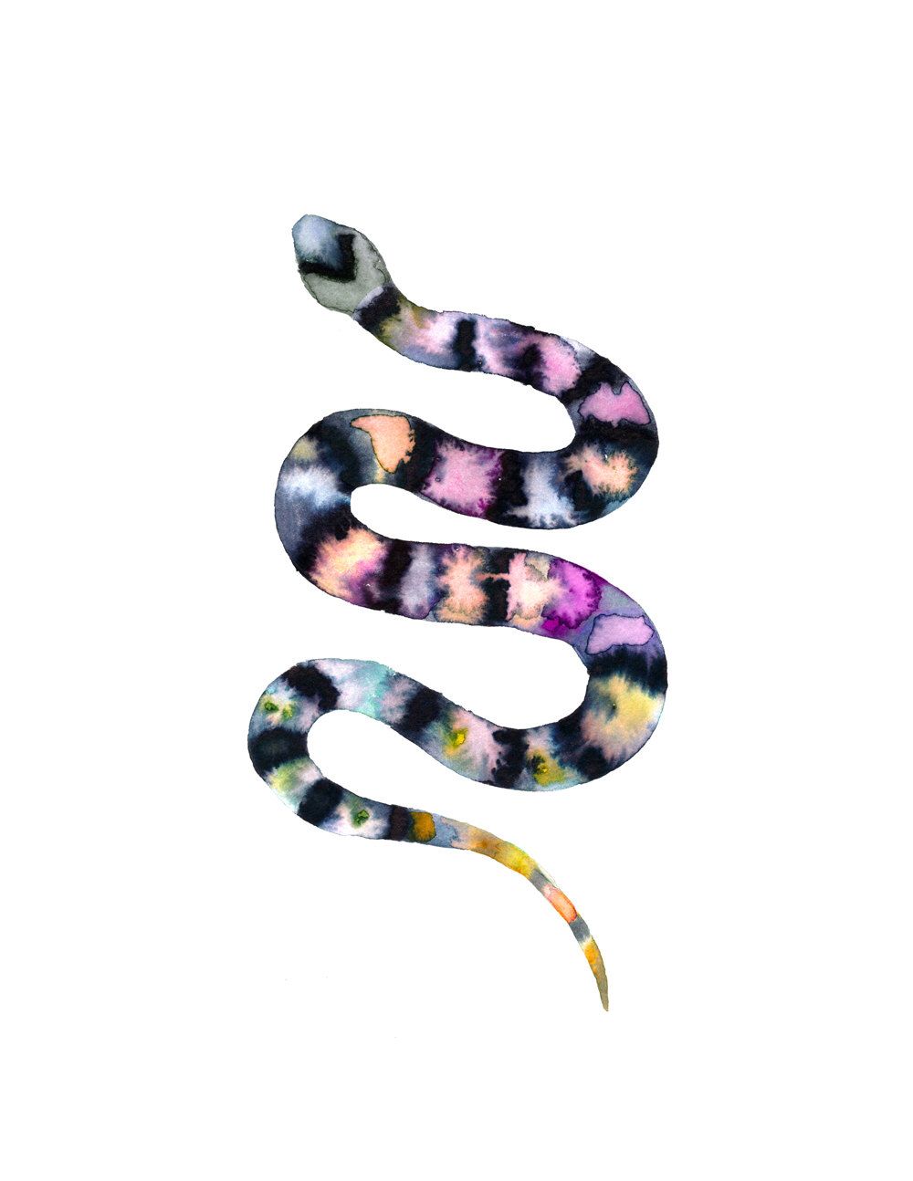 1000x1294 Snake Watercolor Art. Tribal Decor. Southwest. Serpent. Tat - Snake Watercolor
