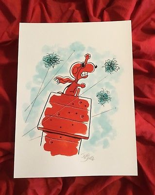 319x400 Snoopy Peanuts The Red Baron~original Watercolor Art Print~jeff - Snoopy Watercolor