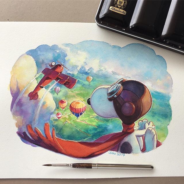 640x640 Snoopy Medium - Snoopy Watercolor