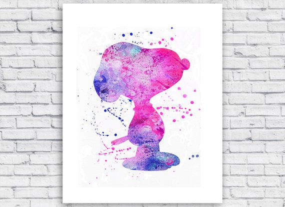 570x414 Snoopy Peanuts Watercolor Print Snoopy Printable Wall By Toons4fun - Snoopy Watercolor