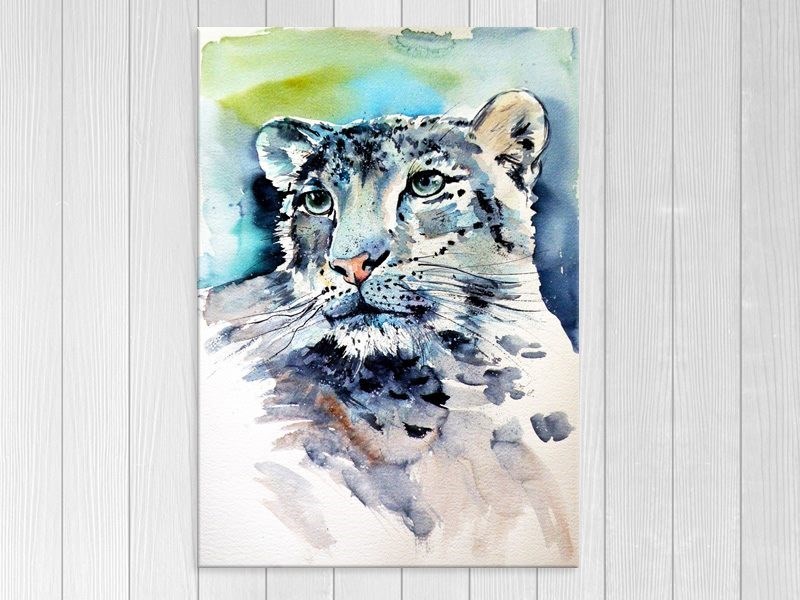 800x600 Snow Leopard - Snow Leopard Watercolor