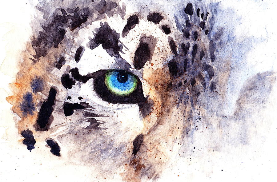 900x592 Snow Leopard Painting By Max Good - Snow Leopard Watercolor