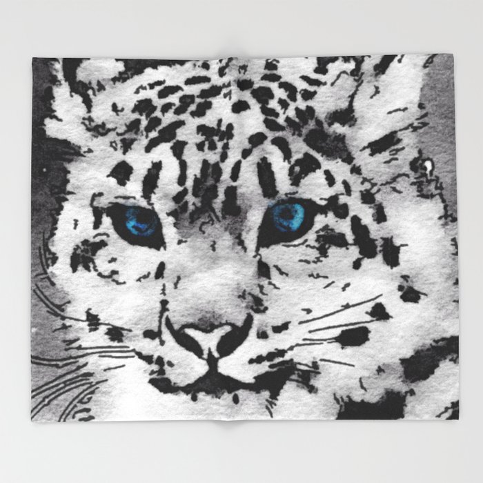 700x700 Snow Leopard Watercolor Throw Blanket By Kirstenstar Society6 - Snow Leopard Watercolor