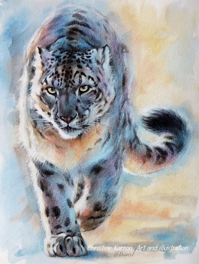 650x863 Beautiful! Watercolor Snow Leopard, Animal And - Snow Leopard Watercolor