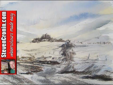 480x360 How To Paint A Winter Snow Scene In Watercolour - Snow Scene Watercolor Painting