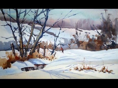 480x360 Painting A Snow Scene In Watercolour - Snow Scene Watercolor Painting