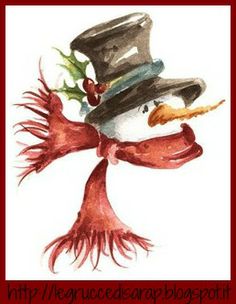 Snowman Watercolor Painting