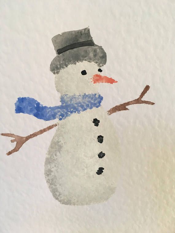 570x760 Hand Painted Christmas Card Snowman Watercolour Art, Watercolor - Snowman Watercolor Painting