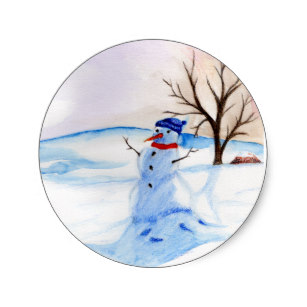 307x307 Snowman Watercolor Paintings Gifts On Zazzle - Snowman Watercolor Painting