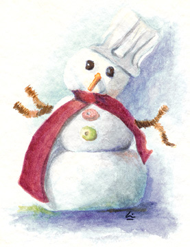 277x359 Watercolors - Snowman Watercolor Painting