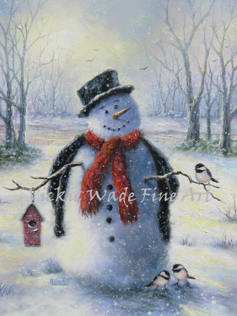 768x1024 Christmas Paintings Vickie Wade Fine Art - Snowman Watercolor Painting