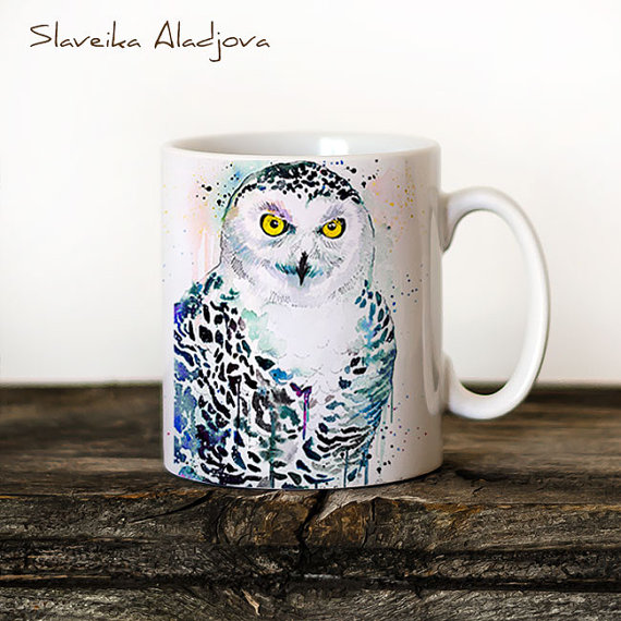 570x570 Snowy Owl Watercolor Coffee Mug - Snowy Owl Watercolor