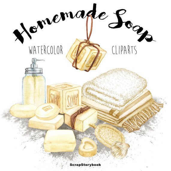 570x570 Homemade Soap Cliparts Digital Printable Watercolor Clipart Etsy - Soap Watercolor