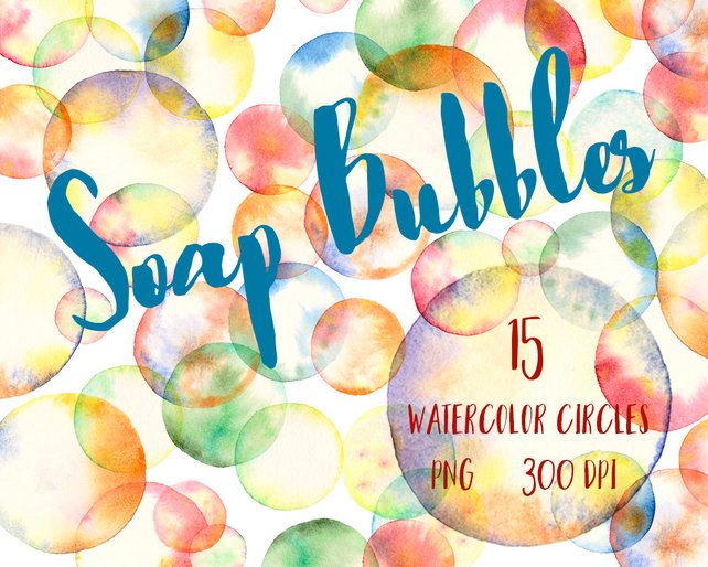 642x514 Watercolor Bubbles Clipart Watercolor Elements Soap Etsy - Soap Watercolor