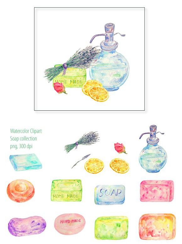 580x776 Watercolor Clipart Soap Collection - Soap Watercolor
