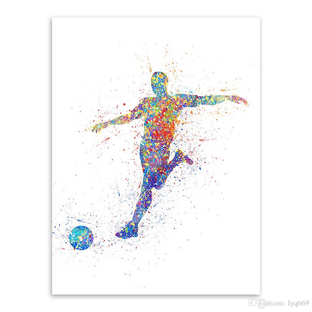 1000x1000 2018 Abstract Watercolor Sports Man Soccer Art Print Poster Wall - Soccer Watercolor
