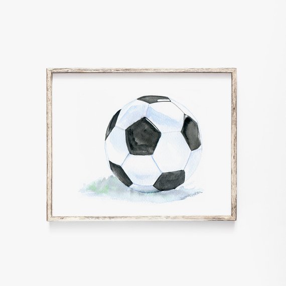 570x570 Soccer Watercolor Painting Giclee Reproduction 14x11 Fine Etsy - Soccer Watercolor