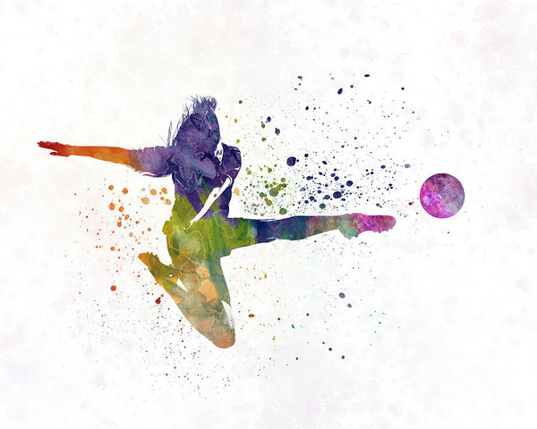 600x480 Woman Soccer Player 04 In Watercolor Art Print By Pablo Romero - Soccer Watercolor