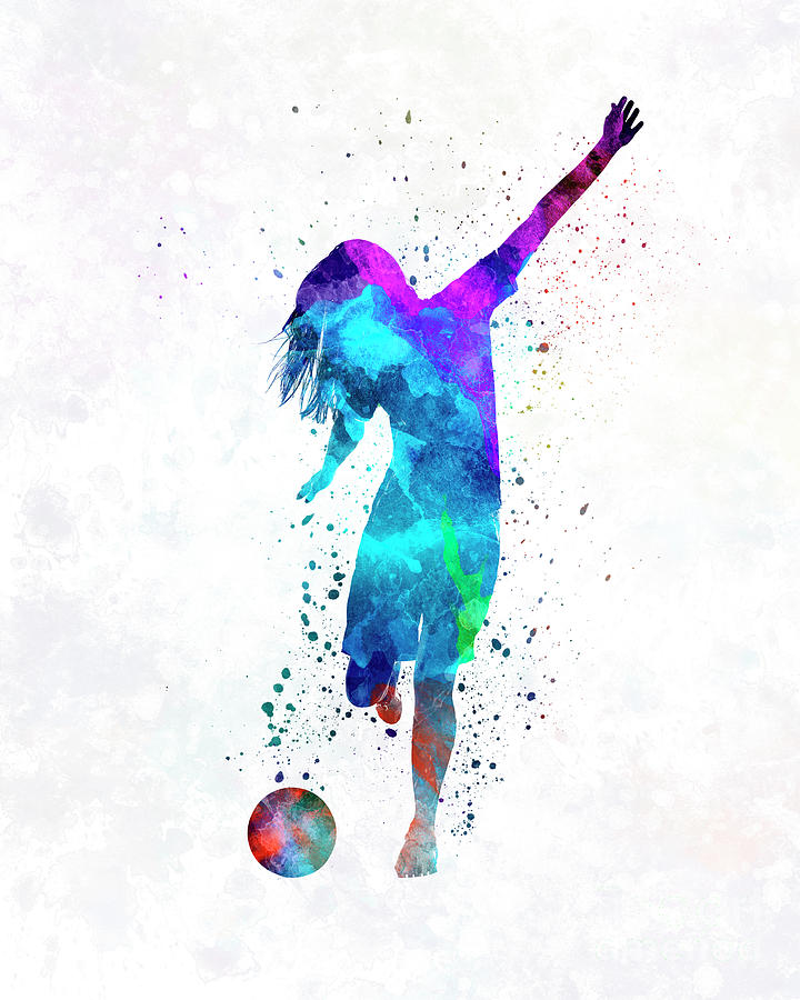 720x900 Woman Soccer Player 05 In Watercolor Painting By Pablo Romero - Soccer Watercolor
